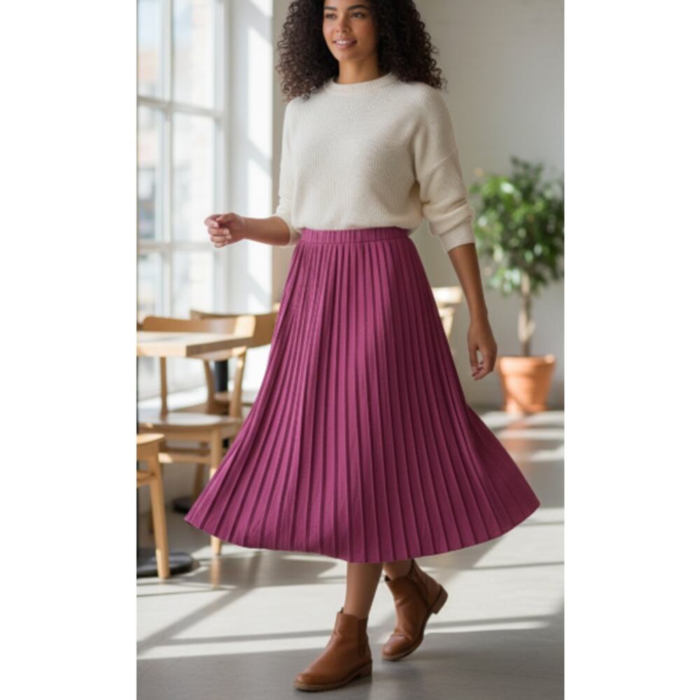 Chaus Vintage Cranberry Knit Pleated Skirt size Medium - Picture 9 of 9